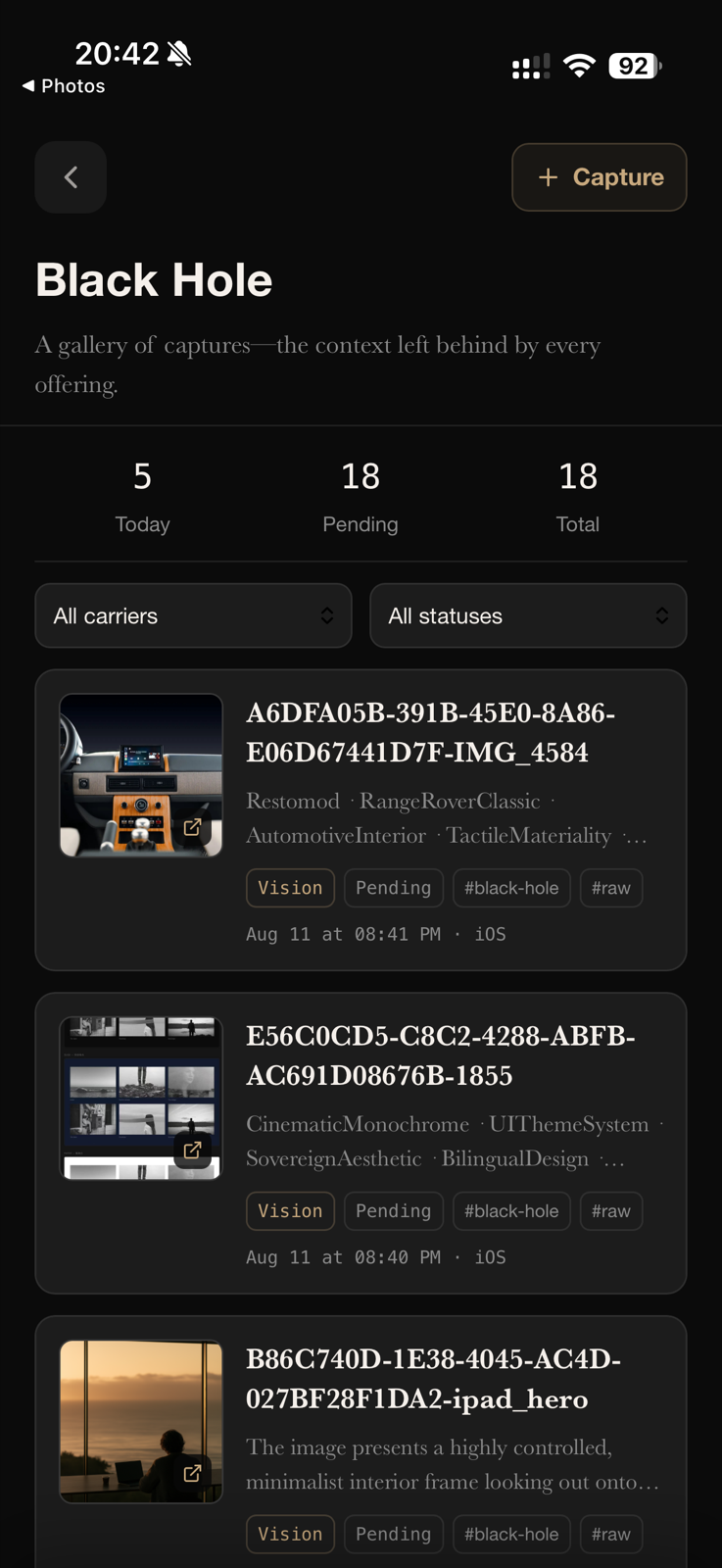 Black Hole capture gallery